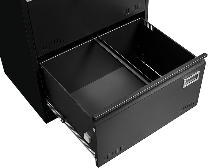 2 Drawer Metal Lateral File Cabinet with LockOffice Vertical Files Cabinet for Home Office/Legal/Letter/A4Locking Metal File CabinetAssembly Required (Blackwith 2 Drawer)