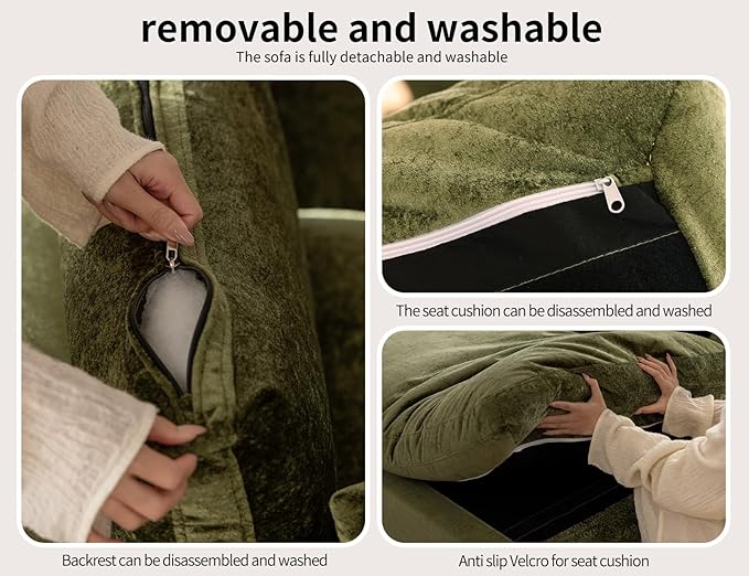83 Cloud Loveseat Sofa Modular Sectional Sofa for Living Room Bedroom and Small Space Boneless Design No Assembly Required Olive Green