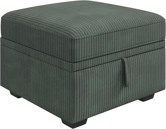 HONBAY Square Ottoman Module for Modular Sectional Sleeper Sofa Storage Ottoman Footrest and Seat Cube Velvet Green