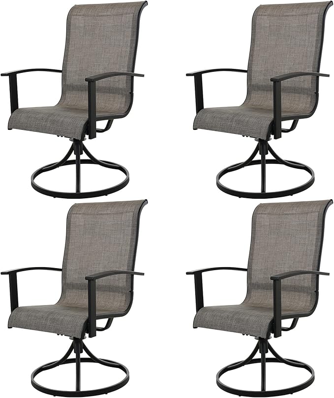 Grand patio Outdoor Swivel Dining Chairs 4-Piece Patio Dining Chairs Set Mesh Sling Patio High Back Swivel Rockers Mixed Coffee