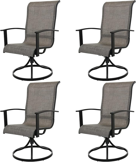 Grand patio Outdoor Swivel Dining Chairs 4-Piece Patio Dining Chairs Set Mesh Sling Patio High Back Swivel Rockers Mixed Coffee