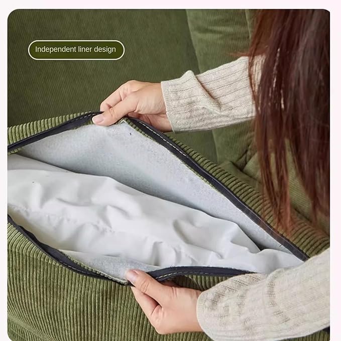 Lazy Sofa Couch 5 Adjustable Position Floor Sofa Fits with 2 Pillows Folding Tatami Lazy Bed Suit to Put in Bedroom Living Room (Green-3)