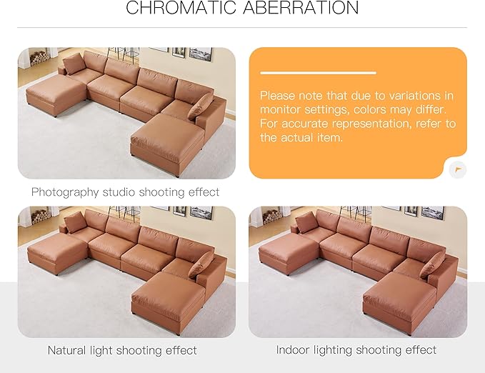 AMERLIFE 114 Inches Modular Sectional Couch Feather Down Filled Sectional Sofa 4 Seats L Shaped Couch with Chaise Ottoman Oversized Sofa for Living Roomt Apartment Brown Anti-Scratch Leathaire