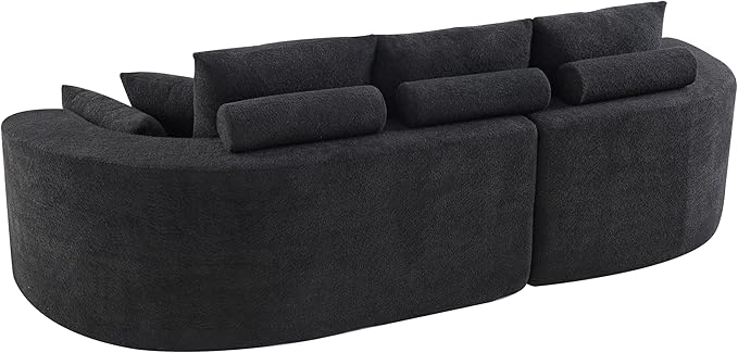 kevinplus 106'' Sectional Curved Sofa Sponge Couch with Chaise Lounge for Living Room L-Shape Modern Sectional Sofa Couch No Wood Structure &amp No Assembly 72 Hour Rebound Black
