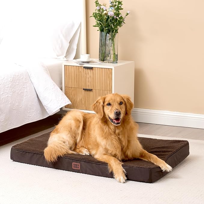 EHEYCIGA Orthopedic XXL Dog Beds for Jumbo Dogs with Removable Washable CoverBrown 50x36