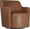 Spatial Order Upholstered 360° Barrel Back Swivel Chair | Accent Chairs for Living Room &amp Bedroom | Decorative Home Furniture Cognac Faux Leather