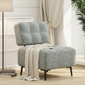 EROMMY Accent Chair Armless Mid Century Modern Chair with Thick Cushion &amp Metal Legs Polyester Leisure Chair Comfy Side Corner Chairs for Living Room Bedroom Study Room Entryway (Grey)