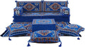 arabicsofa 8 Inch Thick Royal Blue Arabic Floor Cushion – Handmade Modular Majlis Seating with Backrest Pillows