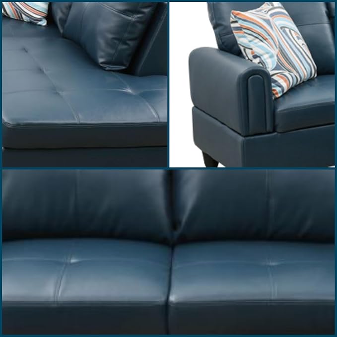L Shaped Couch Modular Sectional Sofa with Chaise Modern Modular Sofas Furniture Sofa Couches for Living Room/Apartment/Office/Bedroom Dark Grey Blue