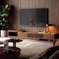Adjustable Length 78-103 TV Stand with 2 Doors and 2 Drawers Entertainment Center with Storage for Living Room Bedroom Mid Century Modern TV Console Media Console Television Stand Walnut