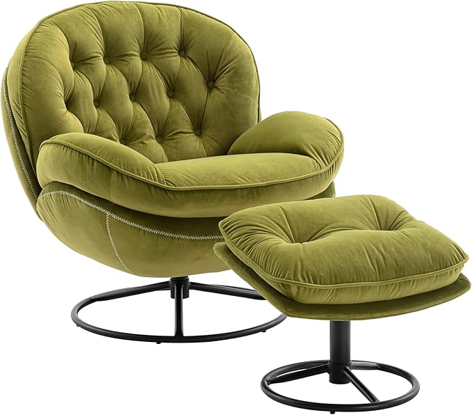 Accent Chair TV Chair Living Room Chair with Ottoman-Fruit Green