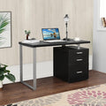 47.5 Office Desk Home Computer Desk with Reversible File Cabinet with Sliding Track Drawers Wooden Laptop Table with Metal Leg for Study Work