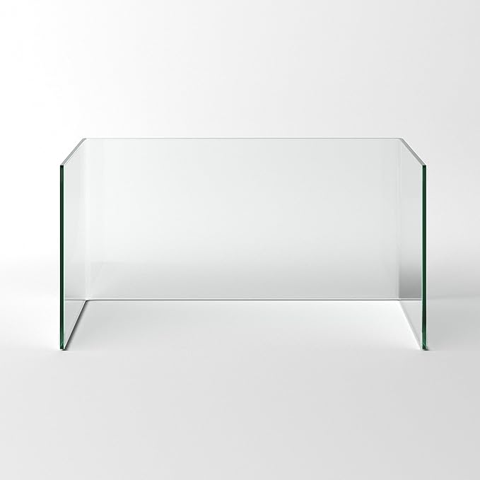 Neos Modern Furniture Bent Glass Computer Desk Rectangular Shaped PC Laptop Workstation Table for Home Office Clear
