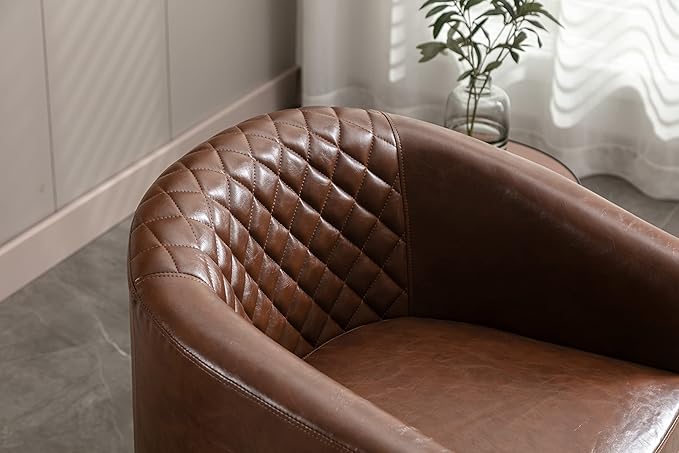 Accent Chair with Ottoman Mid Century Modern Barrel Chair Upholstered Club Tub Round Arms Chair for Living Room