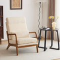 Karl home Mid-Century Modern Accent Chair Living Room Chairs with Pillow High Back Corduroy Upholstered Lounge Armchair with Solid Wood Frame &amp Soft Cushion for Bedroom Reading Room Beige