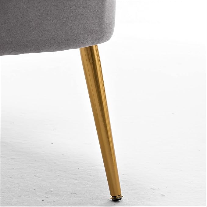 Modern Velvet Accent Chair for Living Room Bedroom or Entryway Stylish and Comfortable Armless Design with Metal Legs Grey