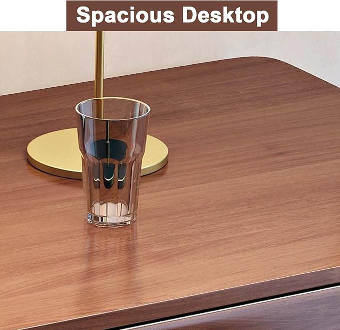 Rectangle Modern Soild Wood Writing Desk with 2 DrawersMinimalistRectangularHome Office DeskStudy TableComputer DeskSmall Spacesfor Bedroom (Black)