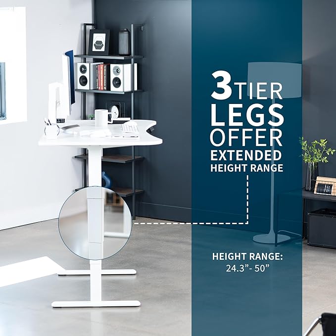 VIVO Electric 63 x 32 in Dual Motor Standing Desk Memory Height Adjustment 2B Series White Top White Frame DESK-KIT-2W1W