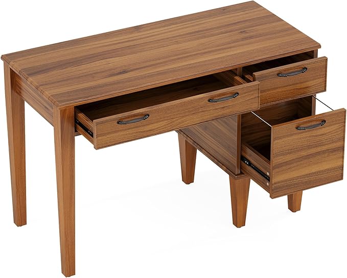 Tribesigns Farmhouse Computer Desk with 3 Drawers 47 Office Desk with File Storage Writing Table for Home Bedroom Study Room Brown