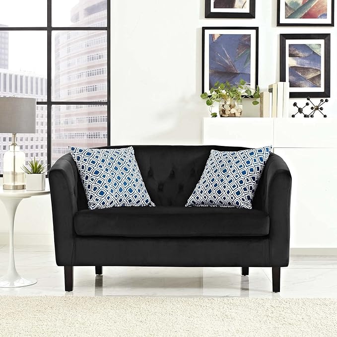 Modway Prospect Velvet Upholstered Contemporary Modern Loveseat In Black