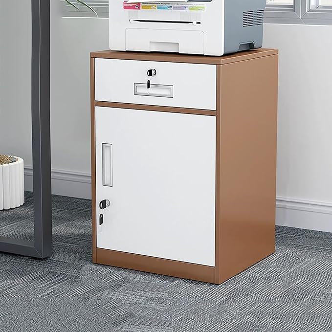 File Cabinet Under Desk with Locking Drawer Cabinet File Information Cabinet Tin File Cabinet (Color : Coffee Color)