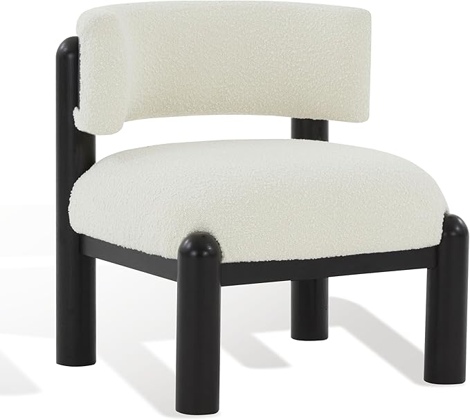 SAFAVIEH Couture Collection Rosabryna Modern Scandinavian Ivory/Black Boucle Accent Chair (Fully Assembled)