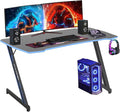 NChanmar Gaming Desk Z Shaped 47 Inch Computer Desk Home Office Desk Standing Desk for Studying Ergonomic PC Gamer Desk for Working Gaming Table Desk with Headphone Hook Blue nc6754