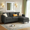 JAMFLY 3-Seat Reversible L-Shaped Sectional Sofa with Convertible Ottoman Modern Upholstered Fabric Couch for Small Living Rooms Apartments &amp Studios Grey