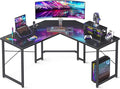 AODK L Shaped Gaming Desk Computer Corner Desk PC Gaming Desk Table with Large Monitor Riser Stand for Home Office Sturdy Writing Workstation51 * 19 inchBlack