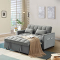 3 in 1 Convertible Sleeper Sofa Couch with Pull Out Bed55 Velvet Upholstered Futon Sofa BedModern Loveseat Sleeper Chaise with Adjustable Backrest for Living Room Guest Room Apartment(Grey)