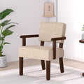 Accent ChairArmchairs with Solid Wood Frame and LegsUpholstered Reading Leisure Chair for BedroomOfficeWaiting Room (Linen Beige One Chair)