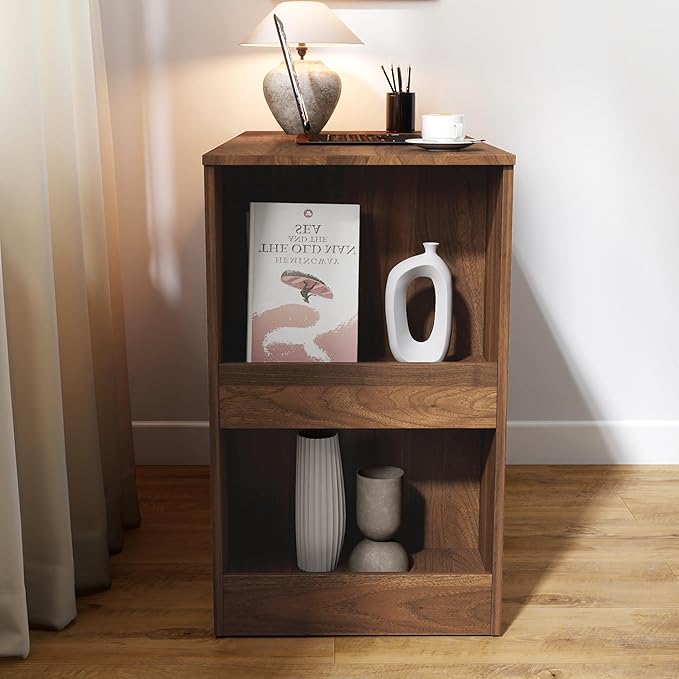 LUMISOL Home Office Desk with Extendable Table Computer Desk with Drawers and Hidden Storage Space Writing Desk Workstation for Office Dorm Apartment Walnut