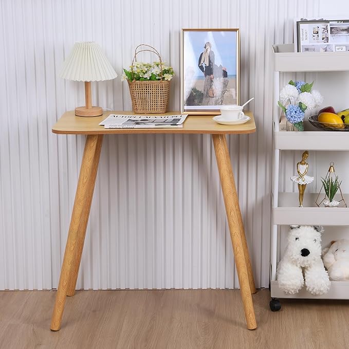 Compact Computer Desk for Home Office &amp Study Ergonomic Writing Table with Spacious Desktop and Sturdy Legs Modern Small Desk for Students &amp Professionals Wooden Color