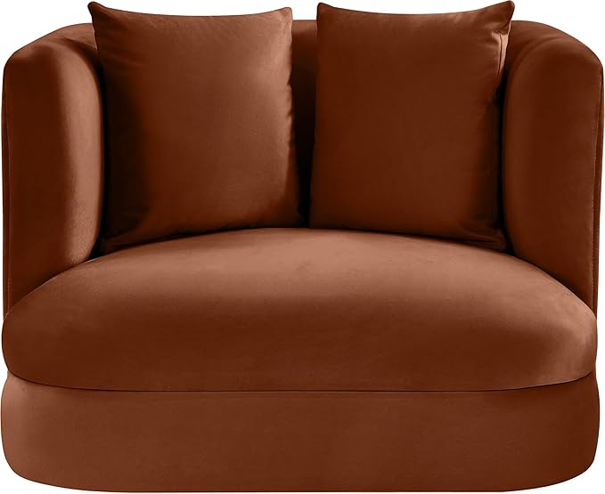Meridian Furniture 699Cognac-C Alder Collection Modern | Contemporary Chair with Ultra Luxe Cognac Velvet 460 GSM Velvet Solid Wood Frame 38 W x 36 D x 30 H Cognac