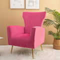 Velvet Accent Chair Wingback Arm Chair with Gold Legs Upholstered Single Sofa for Living Room Bedroom