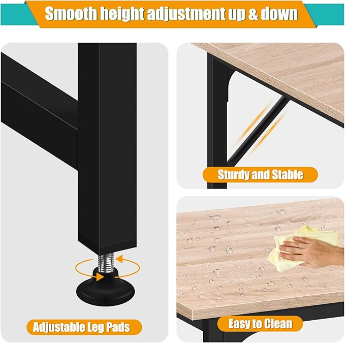 YRLLENSDAN Wooden Large Desk 48 Inch Gaming Desk Modern Writing Desk Workstation PC Laptop Table for Home and Office Nature