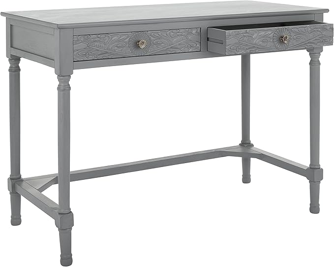 SAFAVIEH Home Collection Ryleigh Distressed Grey 2-Drawer Computer Table Office Desk