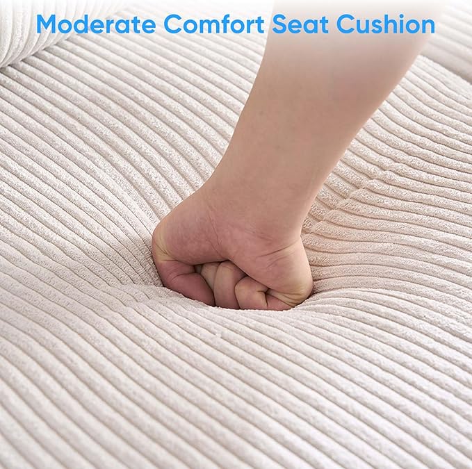 Mjkone Sectional Couch Sofa with Ottoman U Shape Sofa for Living Room Corduroy Convertrible Couches with Double Chaises 6 Seater Sofas for Living Room/Home Office/Guest (Beige)
