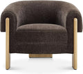 CHERS Mid-Century Modern Accent Chair Upholstered Vintage Living Room Chairs with Wood Legs Luxury Velvet Fabric Green Accent Chair Comfy Lounge Armchair for Reading Nook Bedroom Office (Espresso)