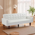 74 Modern Futon Couch Futon Sofa Bed Mid Century Sofa Bed Loveseat Couches for Small Spaces Living Room Bedroom (Faux Leather White)