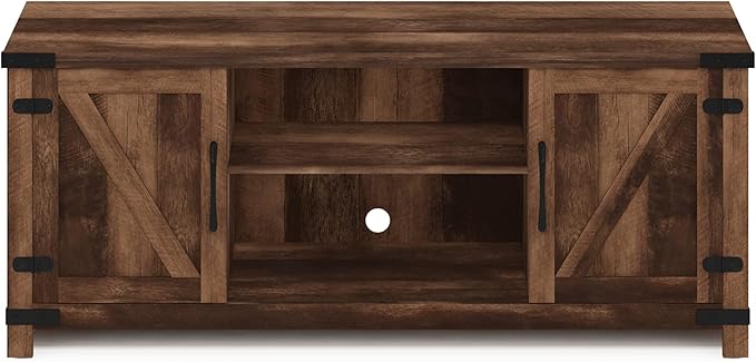 Furinno Cabinet Stand with Storage for TV up to 65 Inch 70 Inch Rustic Brown