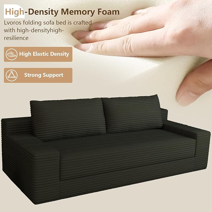 Cloud Loveseat Sofa Modern Corduroy 2-Seater Couch with Deep Seat No Assembly Required Memory Foam Sofa Boneless Sofa in a Box for Bedroom Apartment OfficeSmall Space (Dark Grey70.87in)