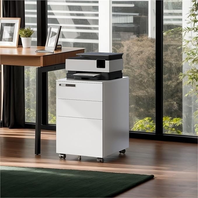 Mobile File Cabinets 3 Drawer Metal Filing Cabinet with Lock Mobile Under Desk Storage for Home Office Fully Assembled