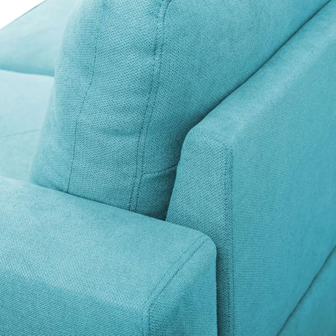 Light Blue L-Shaped 3-Piece Linen Sofa with Storage Ottoman Set Sectional Couch Sofa Set for Living Room Office Small Space
