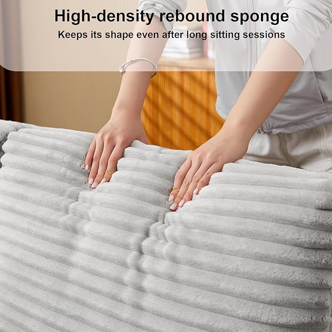 68.11 Corduroy Sleeper Chair Bed with USB Port Cup Holders &amp Side Storage Pockets – 3-in-1 Foldable Sofa Bed for Guest Room Living Room (ZY-1110-Light Gray)