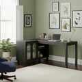 Tribesigns 59 L Shaped Desk with File Cabinet Executive Office Desk with Storage Shelves Modern Wood Computer Desk Coner Writting Desk for Home Office Work Study (Black)