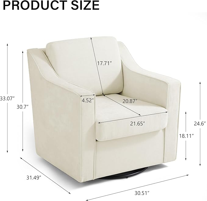 Swivel Accent Chair Modern Round Barrel Arm Chair for Living Room Bedroom Comfy Club Reading Chairs for Adults (Chenille Beige Set of 2)