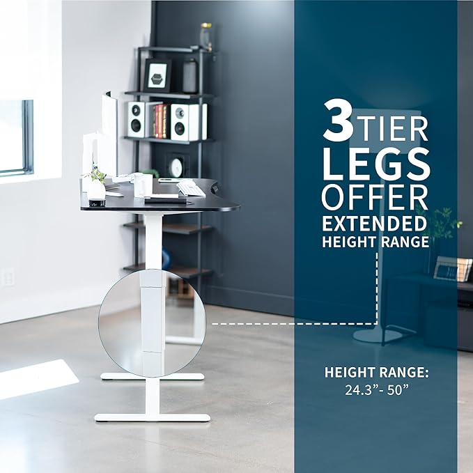 VIVO Electric 63 x 32 in Dual Motor Standing Desk Memory Height Adjustment 2B Series Black Carbon Fiber Top White Frame DESK-KIT-2W1R