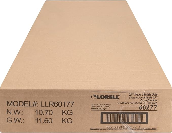 Lorell Standard Lock Mobile File Black 28.35 x 16.54 x 6.50
