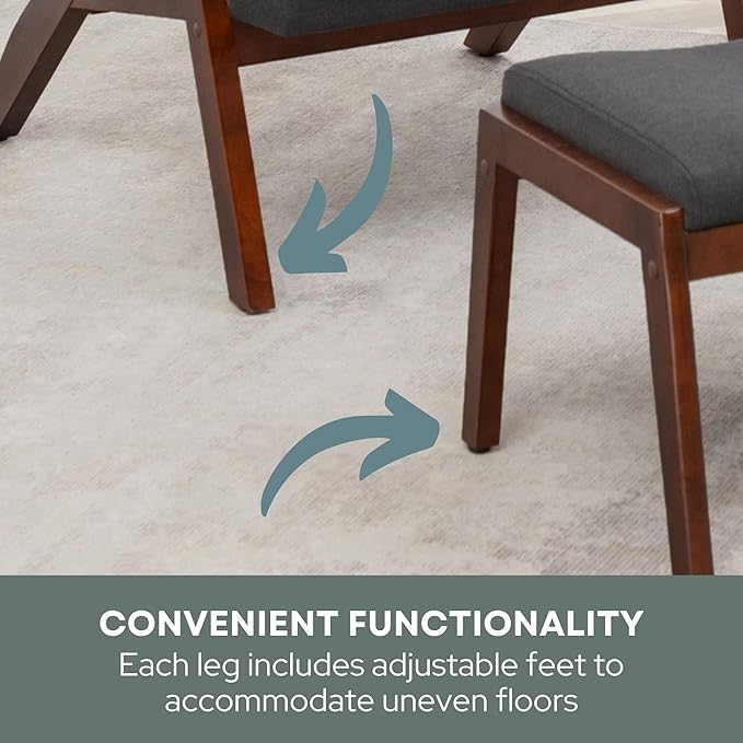 Convenience Concepts Take a Cliff Accent Armchair and Ottoman Set 28.5 - Mid-Century Modern Lounge Chair with Foot Stool Set for Living Room Office Dark Gray Fabric